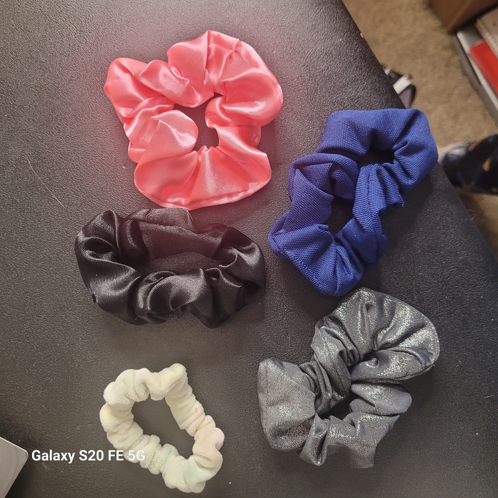 Set of Mostly Satin Colorful Scrunchies